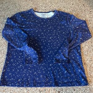 L.L. Bean Navy dot/fleck Pattern Long Sleeve Tee